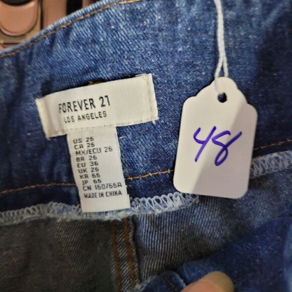 Forever 21 Jeans High-Rise Paperbag Belted Baggy Tapered Cuffed Medium Wash 26 - Picture 7 of 7